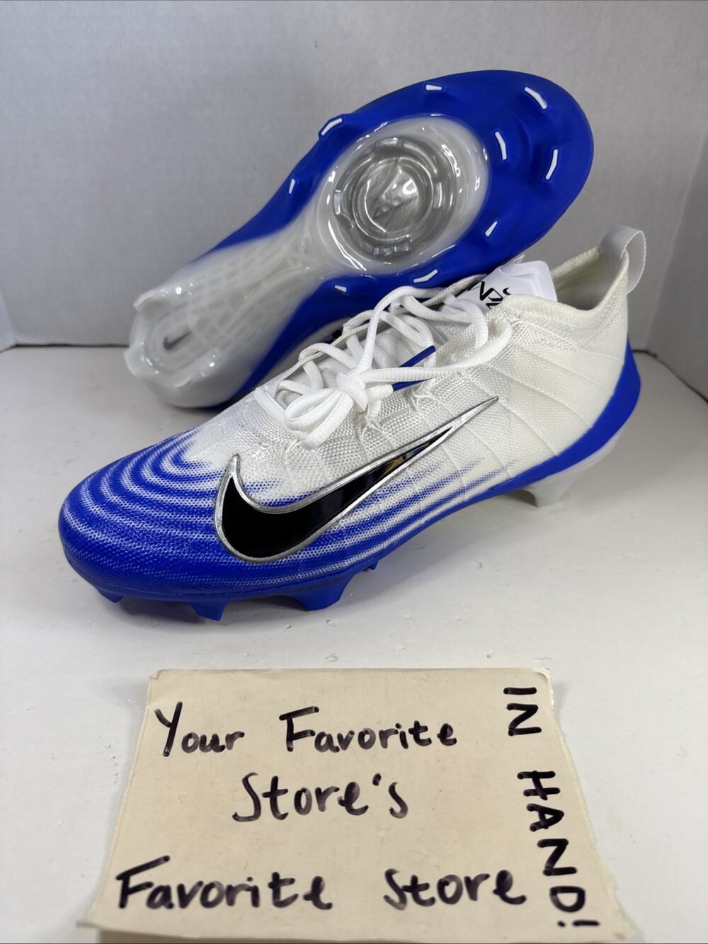 Nike Zoom Vapor Elite 1 Football Cleats White Blue Black Mens Sz 11.5 FB3288-101